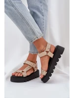 Zdobione Sandały Na Platformie Beżowe Tatellia Zdobione Sandały Na Platformie Beżowe Tatellia
