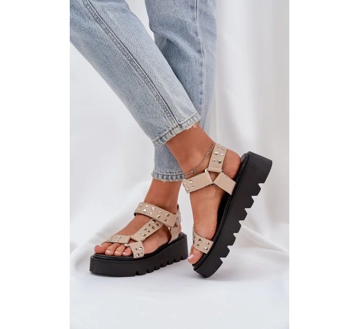 Zdobione Sandały Na Platformie Beżowe Tatellia Zdobione Sandały Na Platformie Beżowe Tatellia