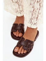 Dámské pantofle na ploché podrážce čokoládové Lorania Dámské pantofle na ploché podrážce čokoládové Lorania