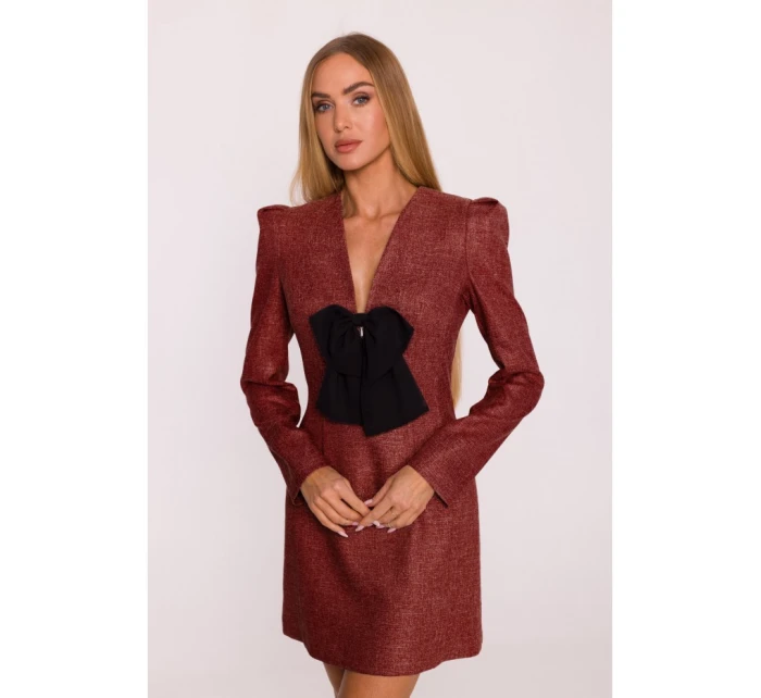 šaty s výstřihem do V bordó model 21295864 - Moe