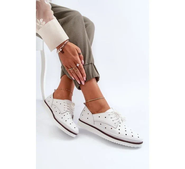 Dámske kožené topánky, biele S.Barski Dámske kožené topánky, biele S.Barski