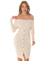 Sexy off-shoulder Knit Dress with studs