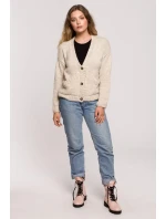 Dámsky Cardigan BK074 Beige - BeWear Dámsky Cardigan BK074 Beige - BeWear