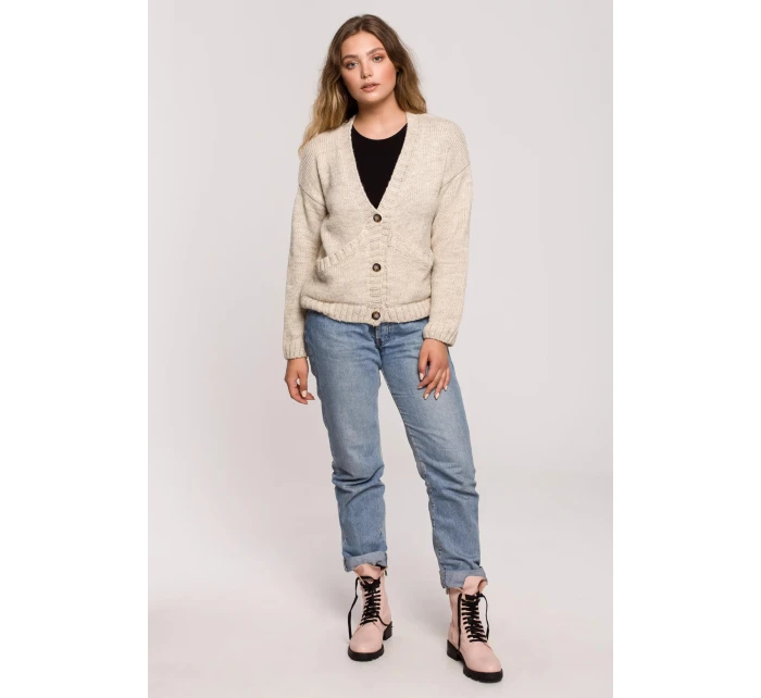 Dámsky Cardigan BK074 Beige - BeWear Dámsky Cardigan BK074 Beige - BeWear
