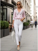 Jeansy damskie skinny z wysokim stanem białe model 22016704 - FashionStreet