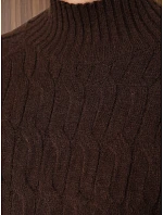 Dámske mini šaty v štýle svetra s rolákom, hnedé, FashionStreet MY2603