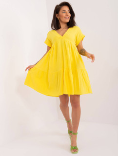 Žlté predĺžené bavlnené šaty (6873)