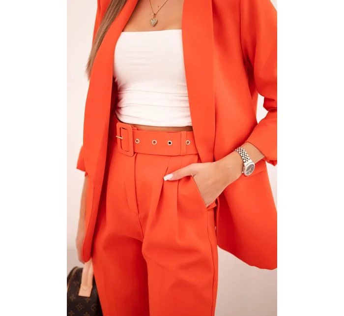 Elegantný set saka s nohavicami oranžovej farby