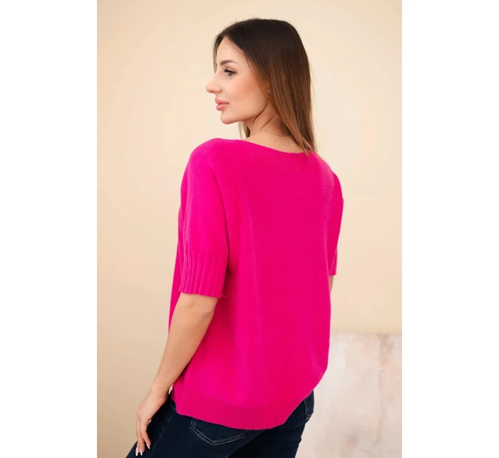 Dámský svetr z viskózy s krátkým rukávem fuchsie