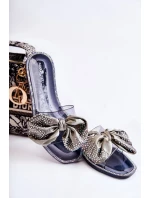 Damskie Gumowe Klapki Z Kokardą Czarno-Szare Meriden Damskie Gumowe Klapki Z Kokardą Czarno-Szare Meriden