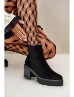 Dámské Botky Zateplené Na Podpatku Eko Semišové Černé model 21669080 - Boto Dámské Botky Zateplené Na Podpatku Eko Semišové Černé model 21669080 - Boto