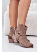 Zazoo 60477 Zamszowe Ocieplane Botki Na Obcasie Beżowe