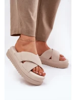 Dámské Pantofle Na Platformě S Se Pásky Béžové model 21696079 - Boto Dámské Pantofle Na Platformě S Se Pásky Béžové model 21696079 - Boto