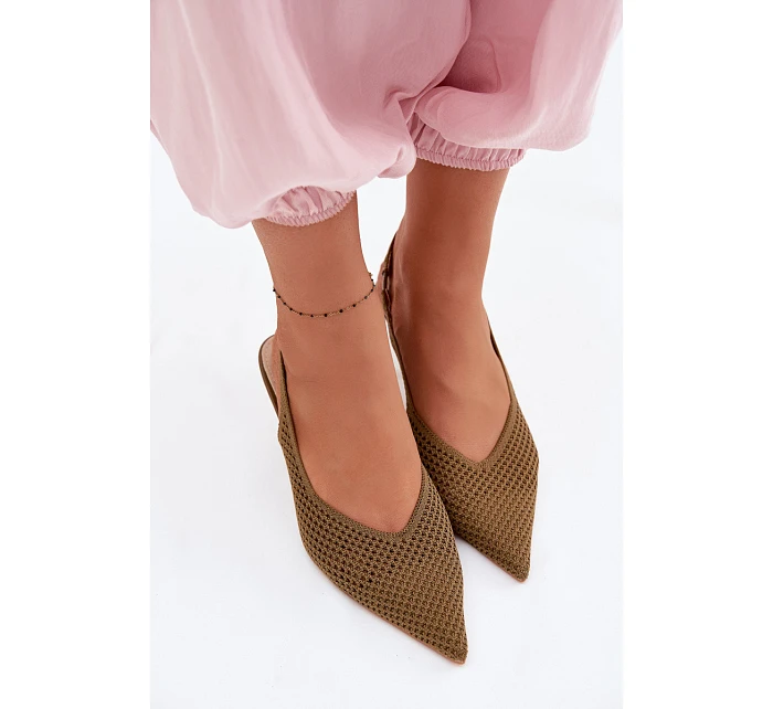 Dámské sandály z síťovaného materiálu na jehle Zelená Emiliana