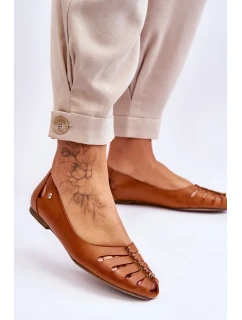 Pohodlné dámske kožené baleríny Brown Luka