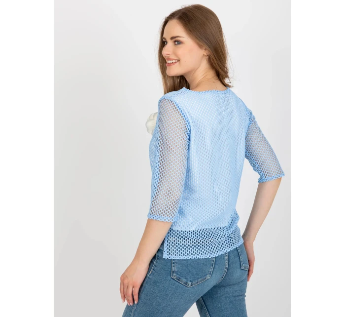 Dámska blúzka LK BZ 506642.94 Svetlomodrá s bielou - Lakerta Dámska blúzka LK BZ 506642.94 Svetlomodrá s bielou - Lakerta