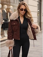 Dámska bordová bunda FashionStreet TY5706 Dámska bordová bunda FashionStreet TY5706
