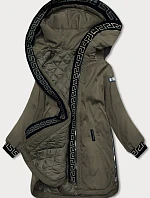 Dámska bunda s ozdobným lemovaním khaki (b8150-11)
