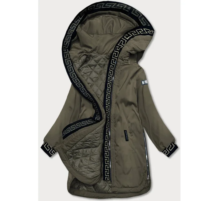 Dámská bunda v khaki barvě s ozdobnou lemovkou model 18059056 - S'WEST