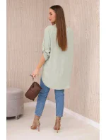Blúzka s predĺženým zadným dielom svetlej mentolovej farby Blúzka s predĺženým zadným dielom svetlej mentolovej farby