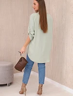 Blúzka s predĺženým zadným dielom svetlej mentolovej farby