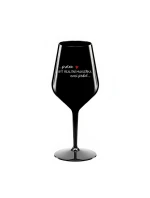 PROTOŽE BÝT REALITNÍ MAKLÉŘKA NENÍ PRDEL - černá nerozbitná sklenice na víno 470 ml