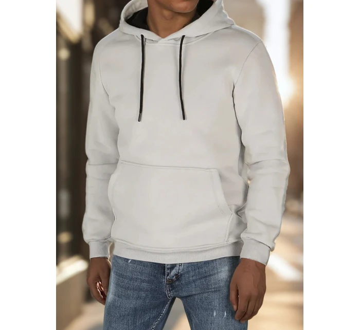 Pánska základná mikina s kapucňou svetlo šedá FashionStreet BX5862 Pánska základná mikina s kapucňou svetlo šedá FashionStreet BX5862