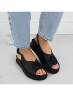 Čierne dámske sandále Filippo DS6984 na platforme so zirkónmi