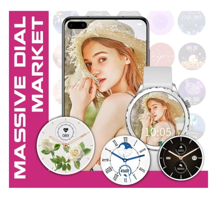 Dámské chytré hodinky Silver + Black Strap model 21804965 - RUBICON Dámské chytré hodinky Silver + Black Strap model 21804965 - RUBICON