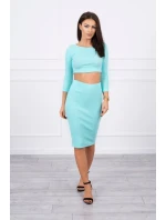 Súprava blúzky a sukne v mätovej farbe Súprava blúzky a sukne v mätovej farbe