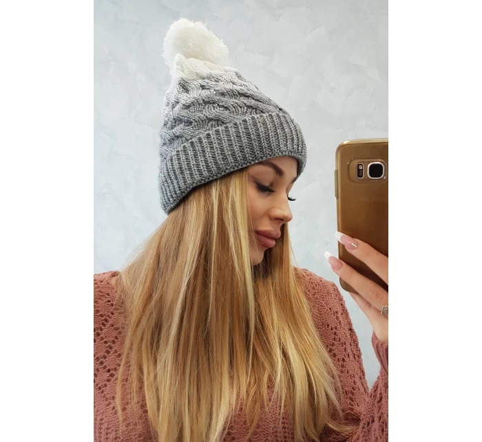 Fleecová čiapka Ilona K218 sivá+biela Fleecová čiapka Ilona K218 sivá+biela