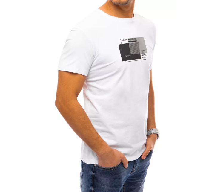 Biele pánske tričko Dstreet RX4716 s potlačou