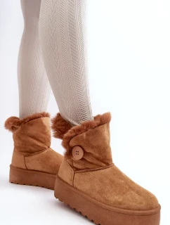 Dámské sněhule na platformě s kožešinou Camel Vikas