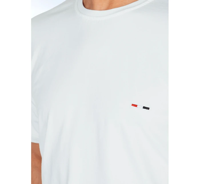 Pánske biele tričko s výšivkou FashionStreet RX5640 Pánske biele tričko s výšivkou FashionStreet RX5640