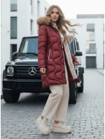 Dámská zimní bunda prošívaná s kapucí bordó Dstreet model 21990518 - FashionStreet