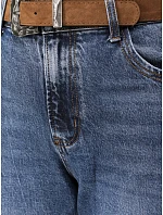 Jeansy damskie fit z paskiem niebieskie model 22361850 - FashionStreet Jeansy damskie fit z paskiem niebieskie model 22361850 - FashionStreet