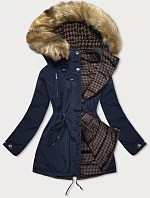 Dámska obojstranná zimná bunda tmavomodrá a hnedá (w557big)