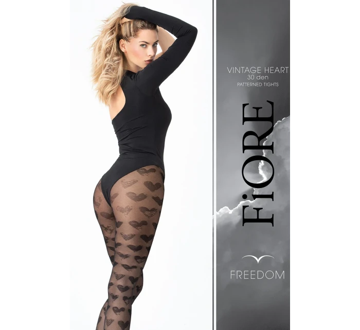Vintage Heart 30 DEN model 18032778 kolor:black - Fiore