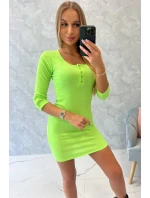 Šaty s knoflíkovým výstřihem zelené neonové Šaty s knoflíkovým výstřihem zelené neonové