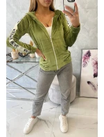 Velurová mikina s kapucí zelená Velurová mikina s kapucí zelená