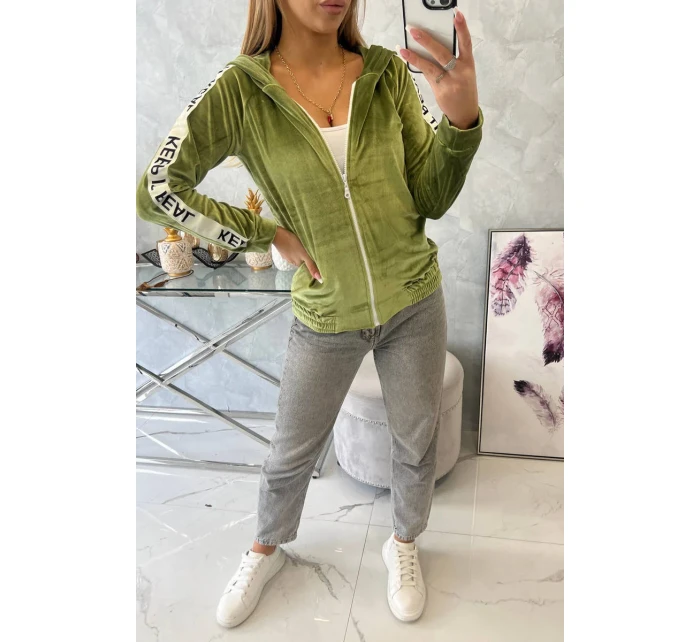 Velurová mikina s kapucí zelená Velurová mikina s kapucí zelená