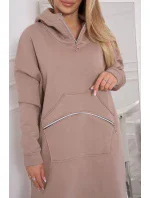 Zateplené šaty s kapucňou tmavo béžové