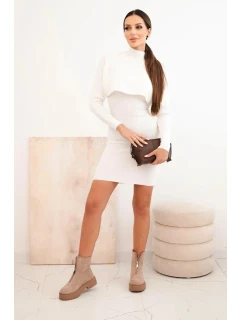 Dámská viskózová souprava blůza s šaty ecru