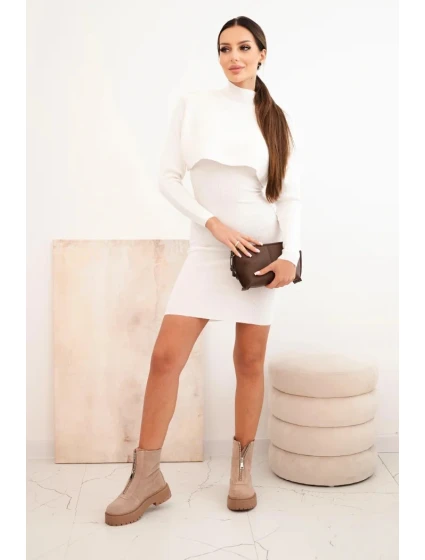 Dámská viskózová souprava blůza s šaty ecru