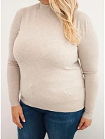 Dámský svetr Plus Size z viskózy s rolákem béžový