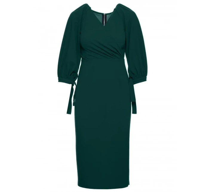 K152 Zavinovacie šaty s rukávmi - zelené