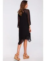 model 18002103 Šifonové šaty s asymetrickým lemem černé - STYLOVE