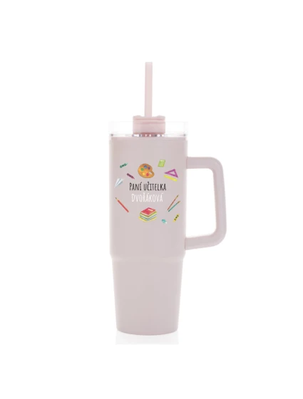 Personalizovaná termoska s průhledným víčkem pro paní učitelku/pana učitele (pomůcky)