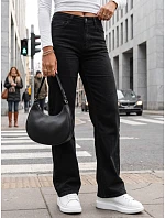 Dámske džínsy s vysokým pásom a regular fit, čierne, FashionStreet UY3094