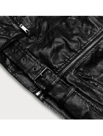Čierna bunda ramoneska so stojačikom (HM39)